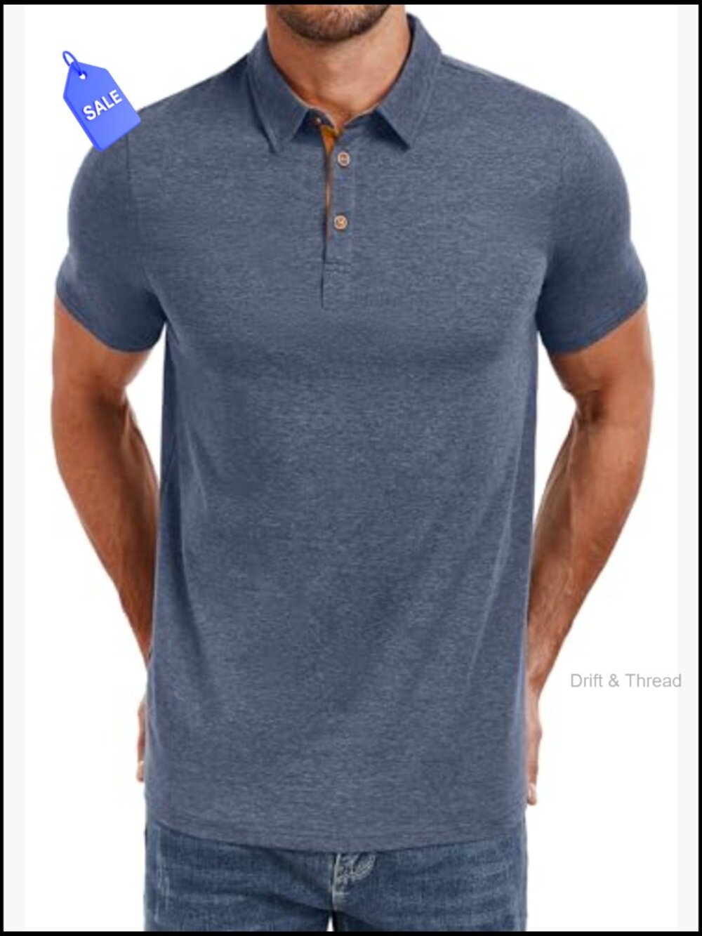 Men's Short Sleeve Polo Shirts Performance Cotton Golf Tops - Picture 2 of 7